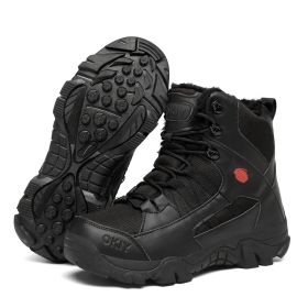Men's Export Winter Camping Combat Military Fleece-lined Warm Snow Outdoor Climbing Boots Training Shoes (Option: Black-41)